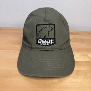 Bear Archery Hat Mens Olive Green Ripstop Adjustable Hook Loop Hunting Cap Logo